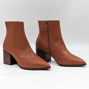 Linea Paolo Women Wynda Block Heel Pointy Toe Brown Dressy Office Boots size 13